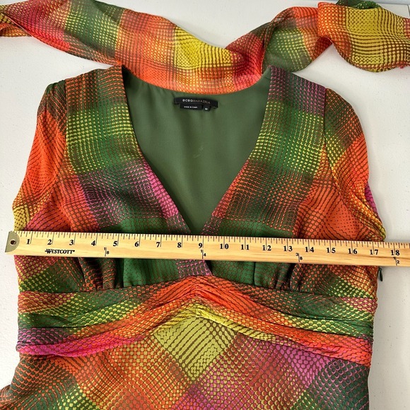 BcbgMaxazaria Silk Knee Length Dress Neck Tie Diamond - Picture 8 of 16